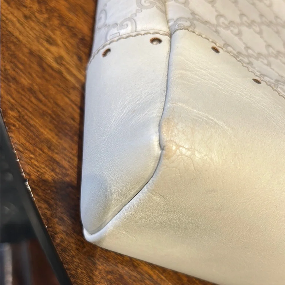 RARE Gucci Cream GG Supreme Leather and Canvas Tote  STUNNING - Picture 5 of 13